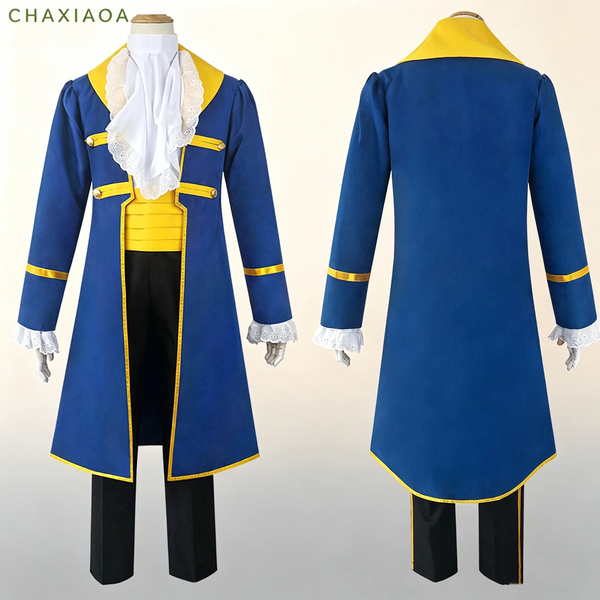 2026 New Medieval Royal Prince Costume Blue Long Jacket Suit Halloween Carnival Noble Role Play Fancy Dress for Themed Party