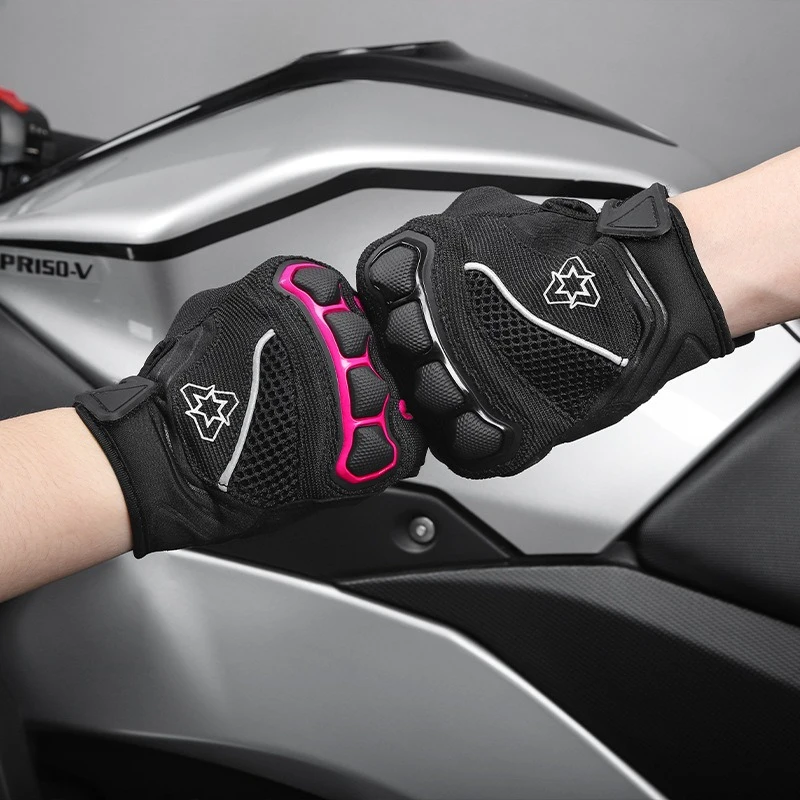 Touchscreen Full Finger Cycling Gloves Men Women Motorcycle Road Mountain Bike Riding Anti Slip Breathable Motorbike All Season