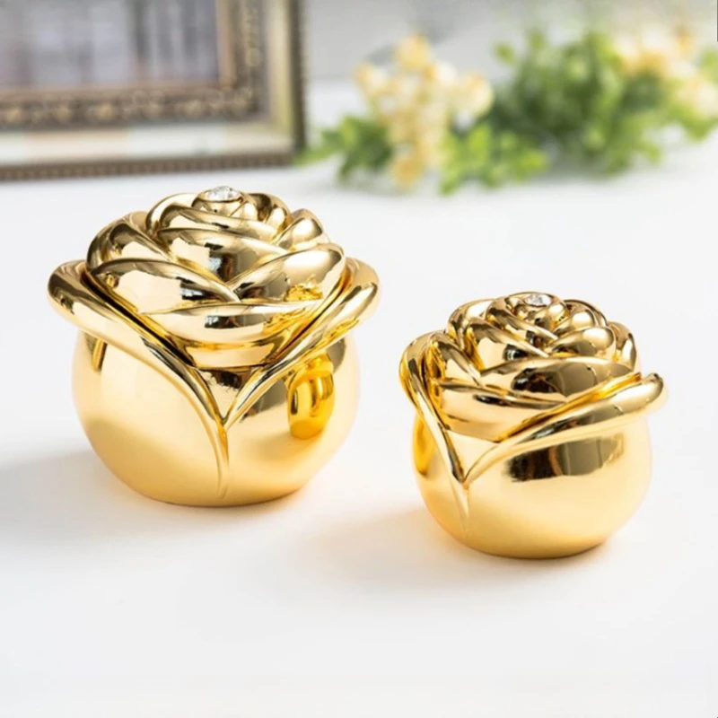 Rose Ring Box Vintage Rings Packaging Boxes Luxury Aesthetic Wedding Ring Storage Case Metal Valentine's Day Gift Rings Cases - view 4