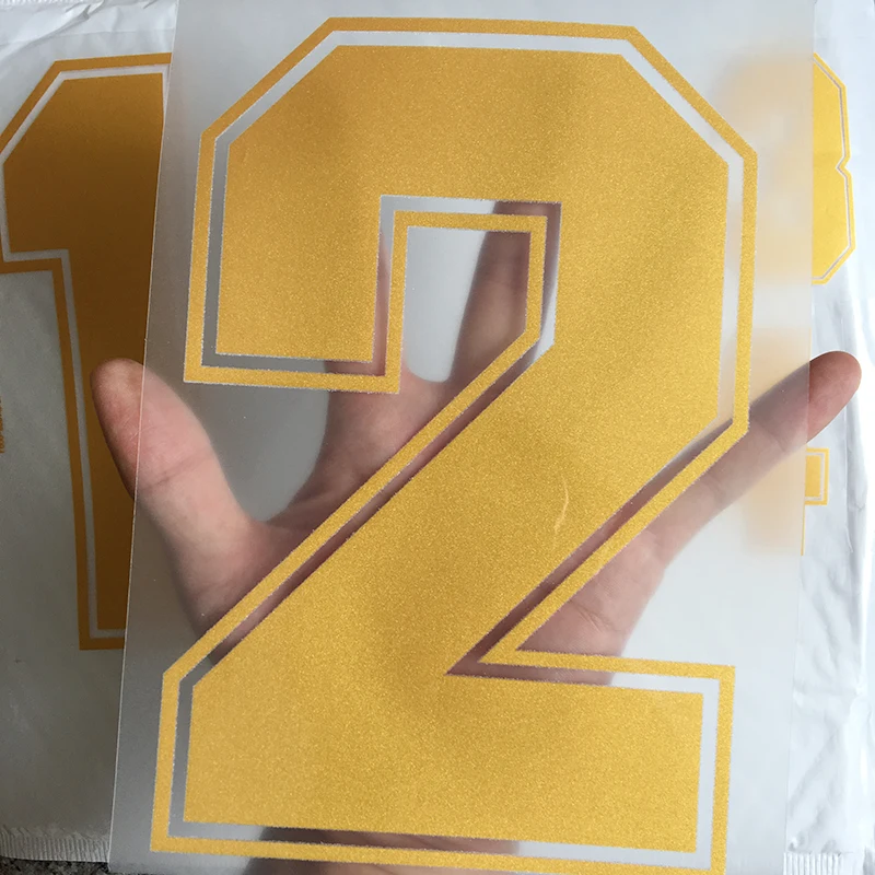 Iron on Gold color Letter Basketball Shirt Football jersey Number Clothes Hot Transfer Sticker