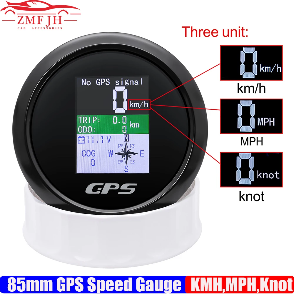 Digital 85mm GPS Speedometer Gauge with Antenna KMH,MPH,Knots Speed Meter TRIP ODO COG for Car Boat Yacht Ship Custom 12V24V