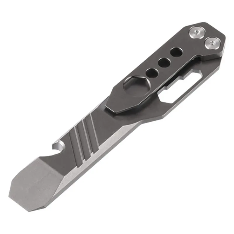 

Multi-Functional Titanium Pry Bar Pocket Screwdriver Bottle Opener Outdoor Tool Wrench for Camping Hiking (Stone Washed Gray)