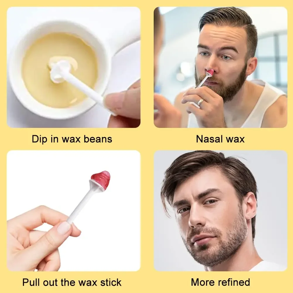 Painless Waxing Kit for Nose & Ear Hair Removal-50-500g Wax with 10-50 Applicators Fast3-Min Removal Safe for Nasal And Ear Hair