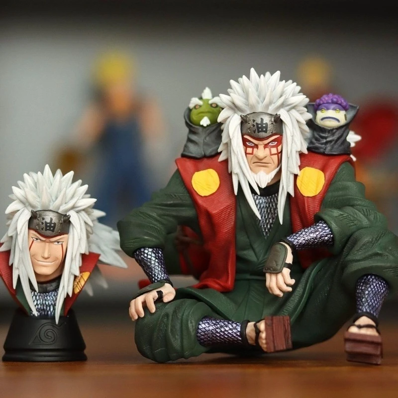 

16CM Naruto Shippuden Jiraiya Gamaken Myoboku Ninja Series Sitting Pose Two-Headed Sculpture PVC Statue Figure Model Toy Gift