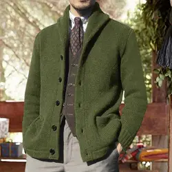 Stylish Knitted Coat Soft Men Cardigan Pockets Male Single Breasted Knitted Cardigan Sweater  Cold Resistant