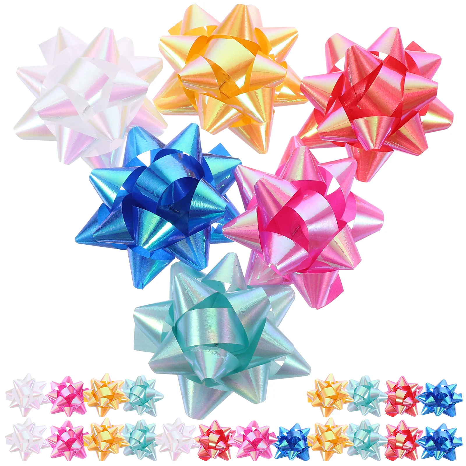 70pcs 2-inch Boxed PVC Star Lace Ribbon Christmas Gift Wrapping Gift Box Decoration(Mixed Color)