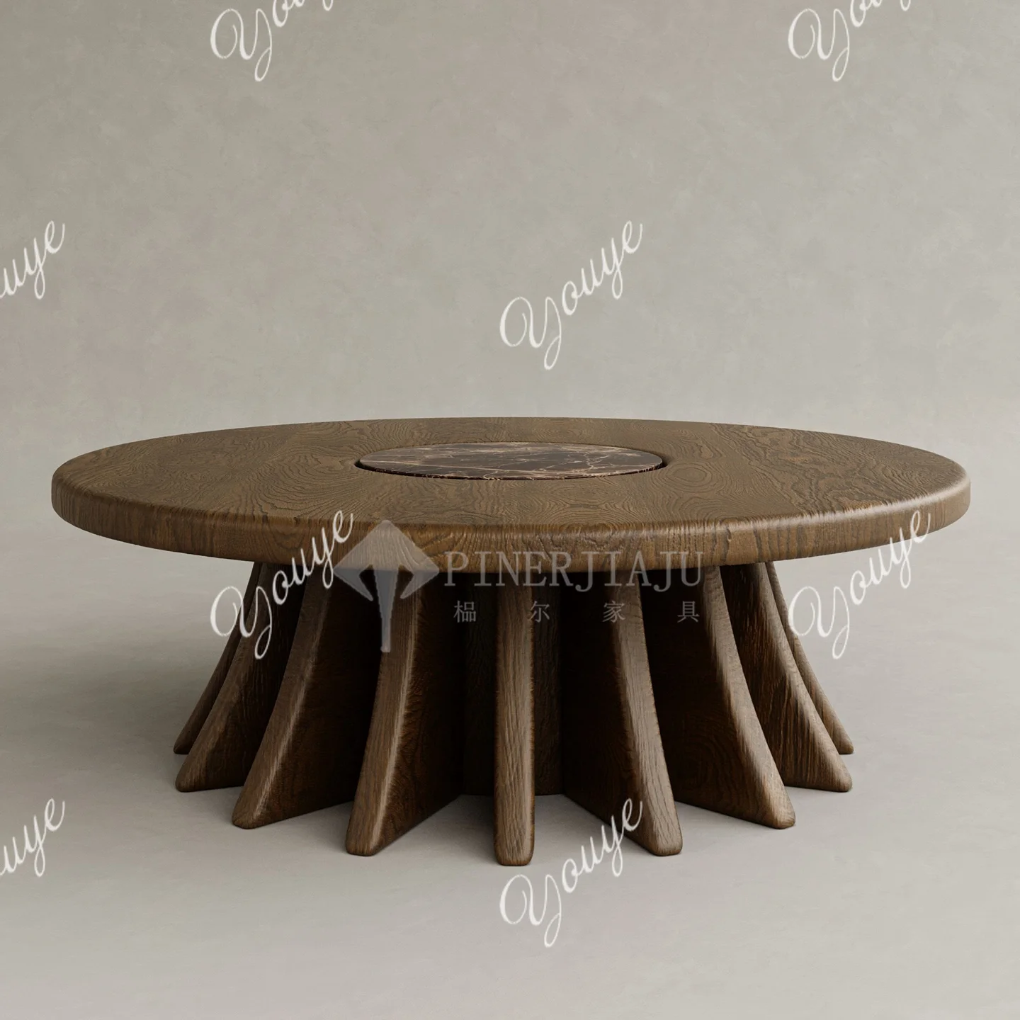 

Nordic creative solid wood coffee table living room home modern simple light luxury high sense round coffee table