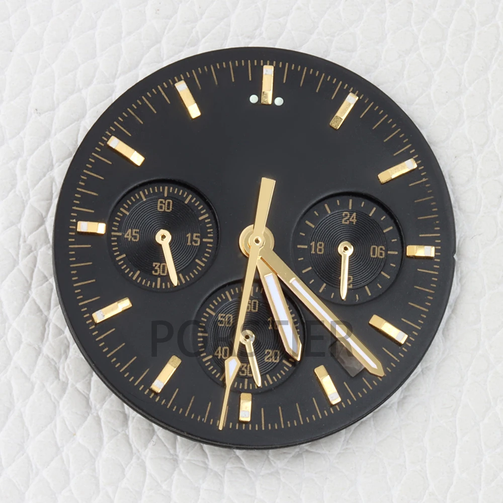 Green Luminous vk63 Watch Dial Face 32.5mm Dial for VK63 Quartz Movement Watch Tools Fit Chronograph Watch replacement Parts