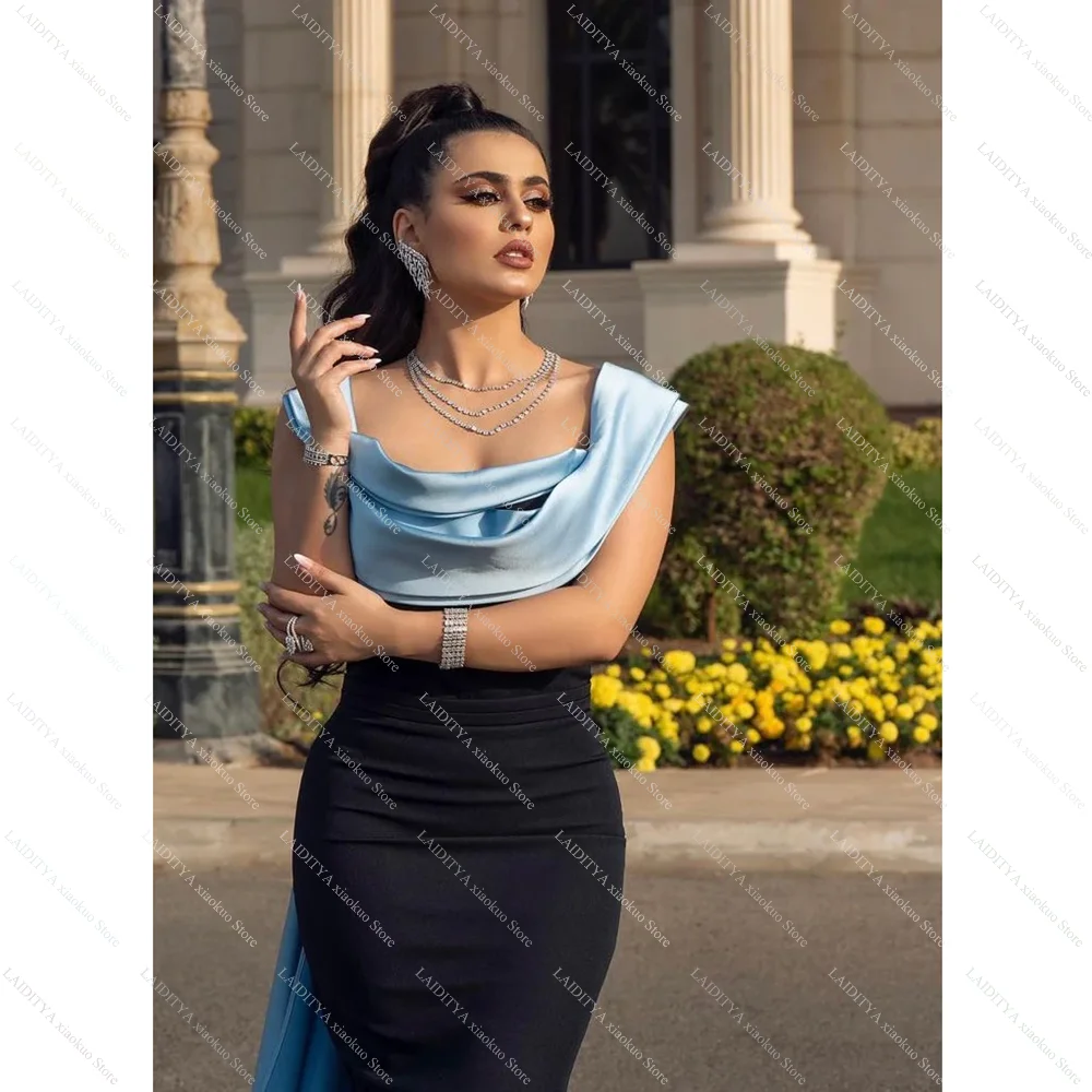 فساتين سهرة للنساء أنيقة رقبة القلنسوة مطوي فساتين حفلة موسيقية أزياء الكتفين قطار الاجتياح فساتين حفلات الزفاف