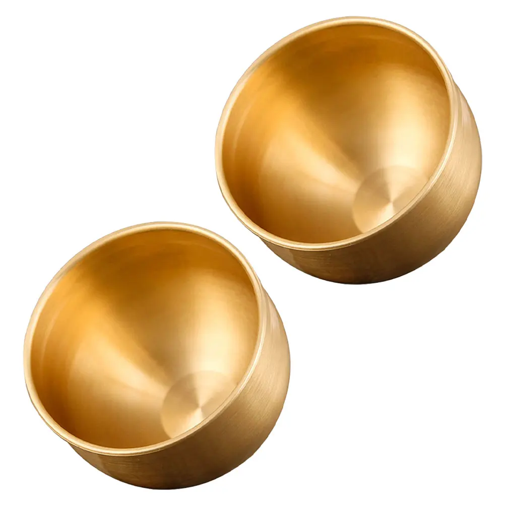 

2pcs Teacup Water Chinese Style Brass Copper Mug Sake Cups Drink Hot Cold Beverages Durability