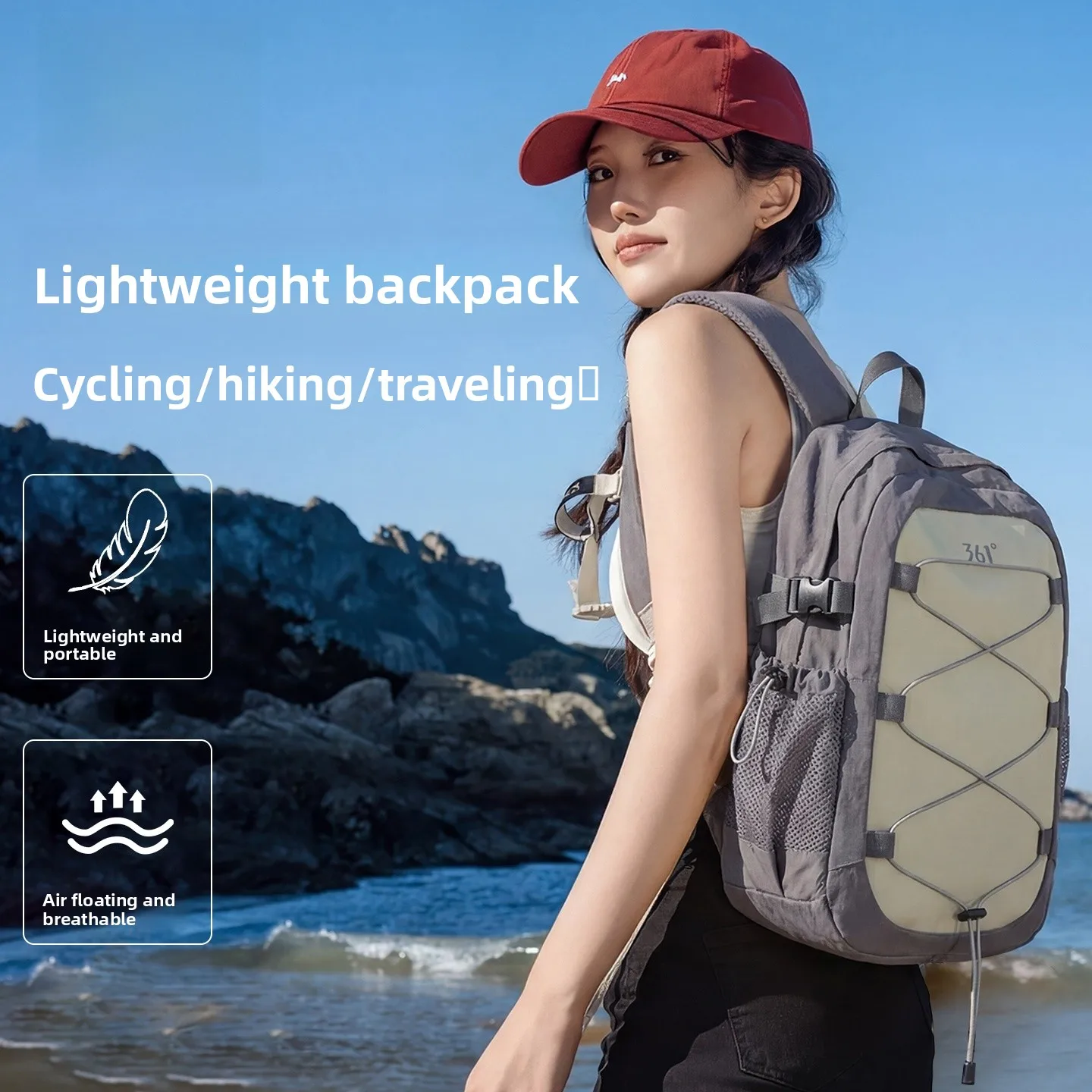 女性用軽量ハイキングバックパック防水アウトドア旅行登山サイクリングショルダーバッグ-36-°-通気性のあるキャリアバッグ