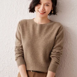 New Women's Cashmere Sweater Women's 100% Cashmere Knitted Hoodie Long Sleeve O-Neck Women's Knitted Sweater Hot Selling Fashion
