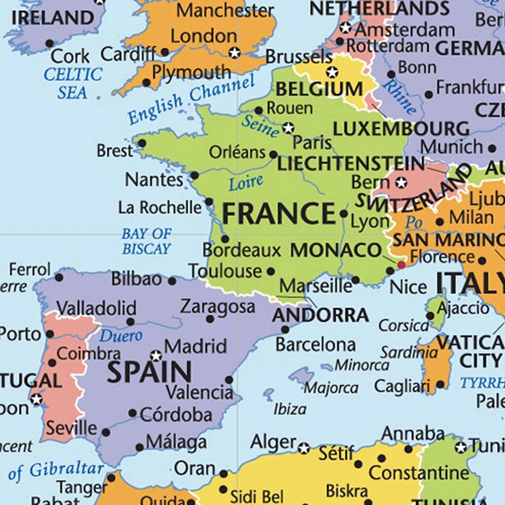 La carte du monde 100x70cm en anglais, tissu Non tissé, décoration murale de salle, fournitures scolaires et de bureau, carte de voyage pour cadeau