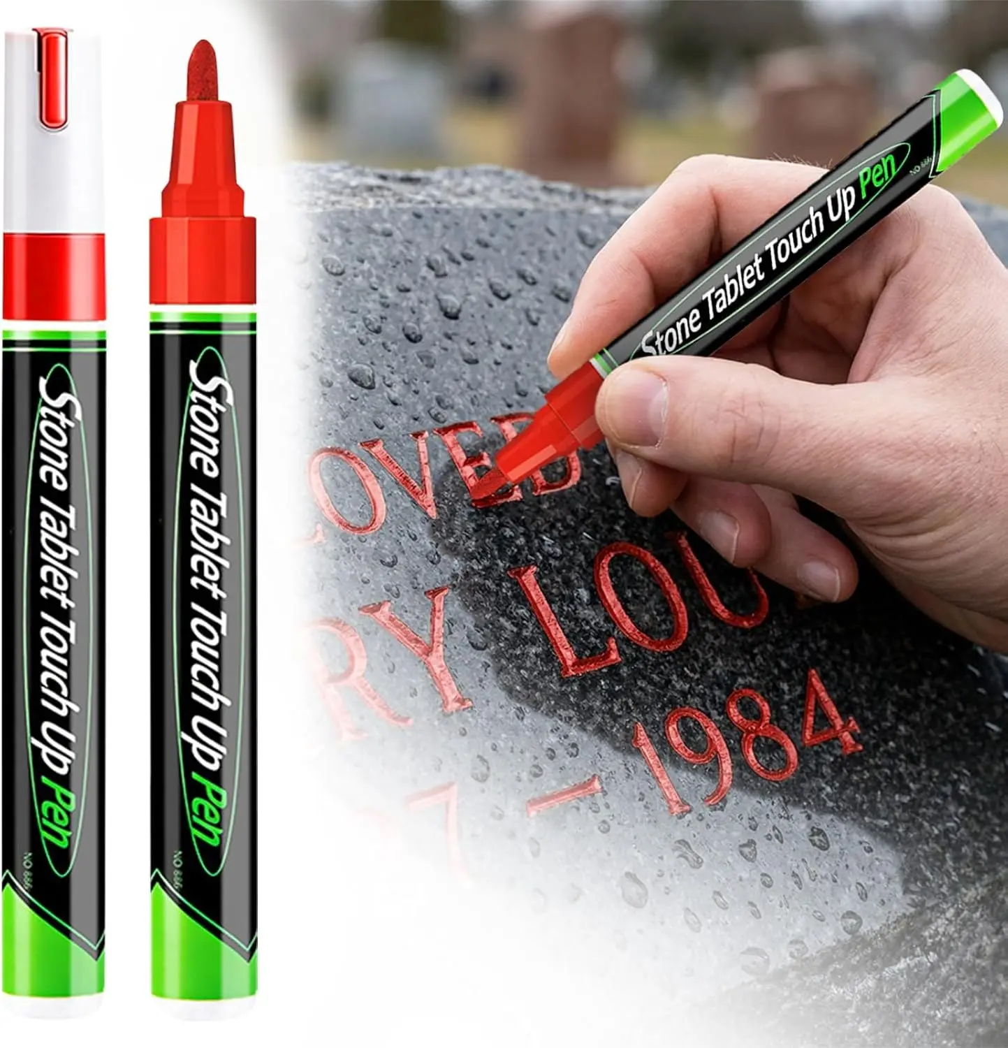 Headstone Lettering Pen Easy To Use Memorial Inscription Pen Stone Touch-Up Pen Strong Coverage For Memorial Plaques Granite
