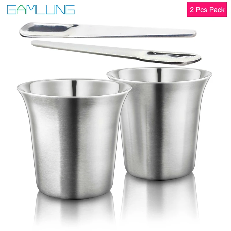 GAMLUNG Pixie Nespresso Espresso كوب قهوة من الفولاذ المقاوم للصدأ كوب قهوة كوبانور كوب قهوة 2 قطعة مع محرك واحد 170 مل #1