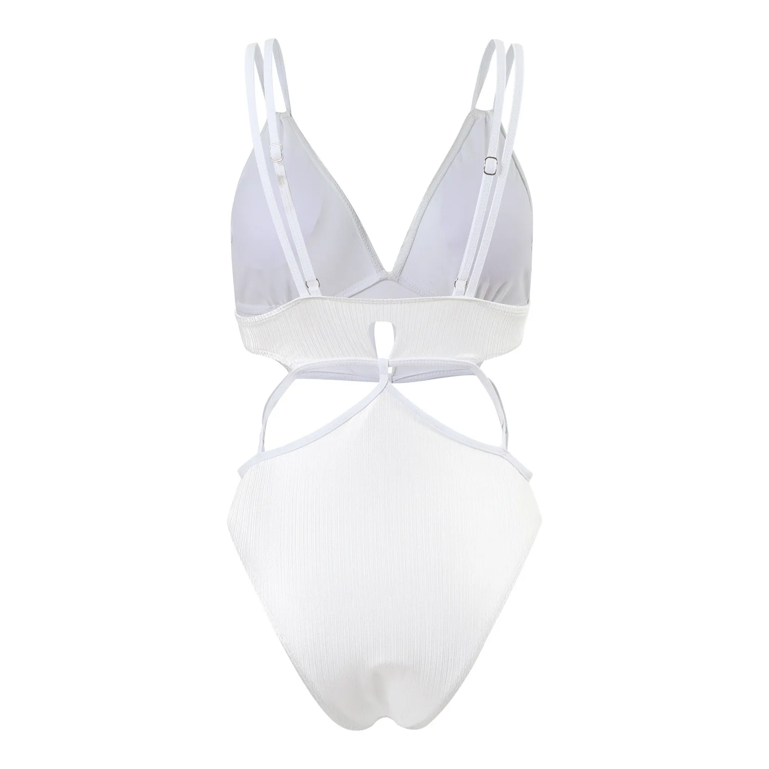 Maillot de bain une pièce côtelé blanc pour femmes, Sexy, dos croisé, contrôle du ventre, Monokini, réglable, pour la plage