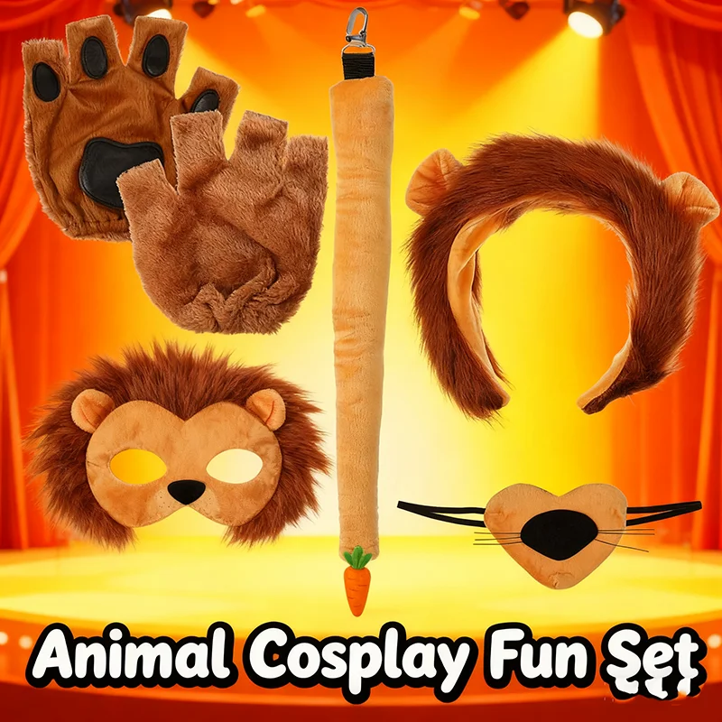 

Tail Lion Plus Baby Halloween Animal Costume Accessories Ear and Cosplay Lion Ears Headband Tail Costume Kit Accessories Kit