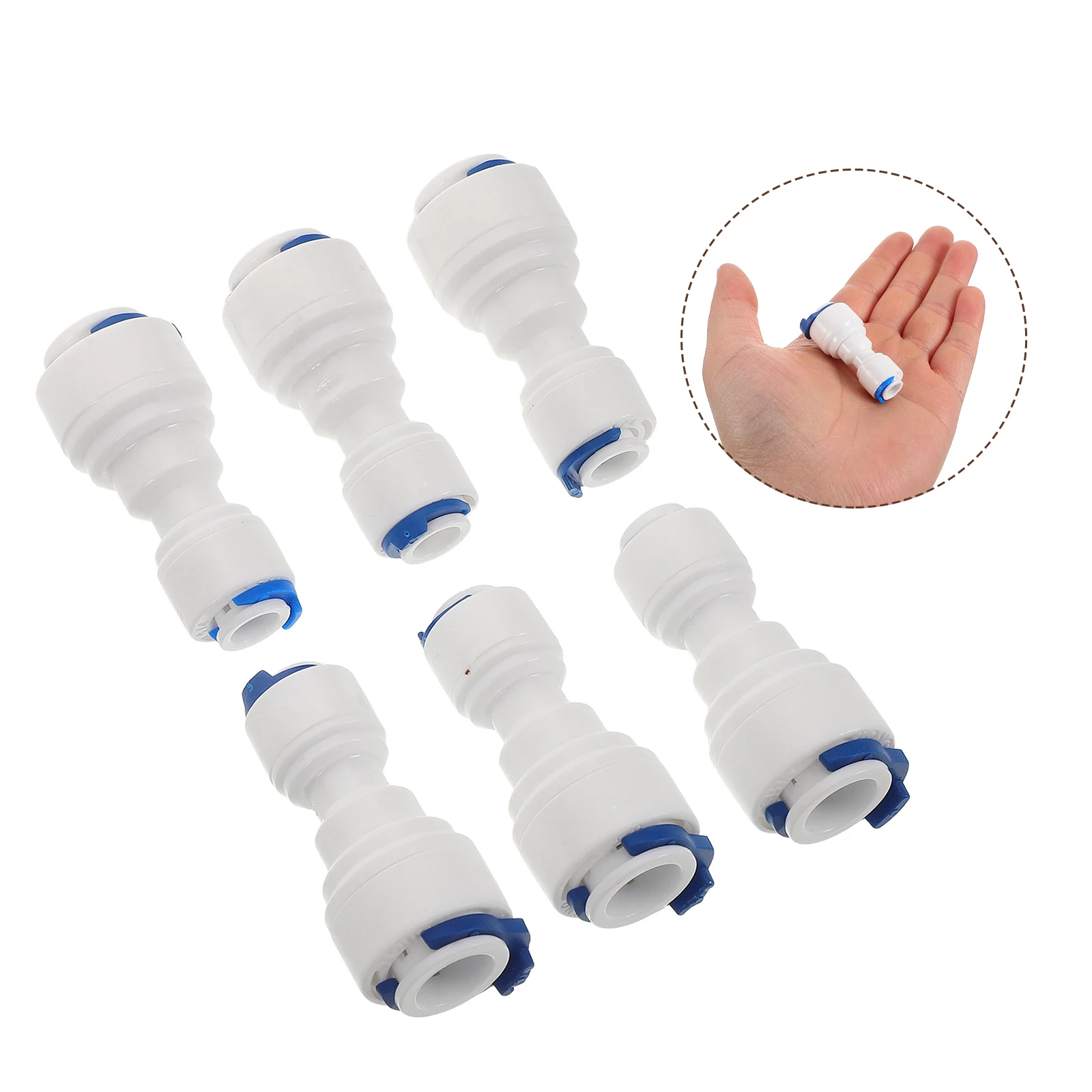 

6pcs Reusable Plastic Quick Connect Fittings 1/4 To 3/8 Inch Straight Push To Connect Water Pipe Adapters For Garden Hose