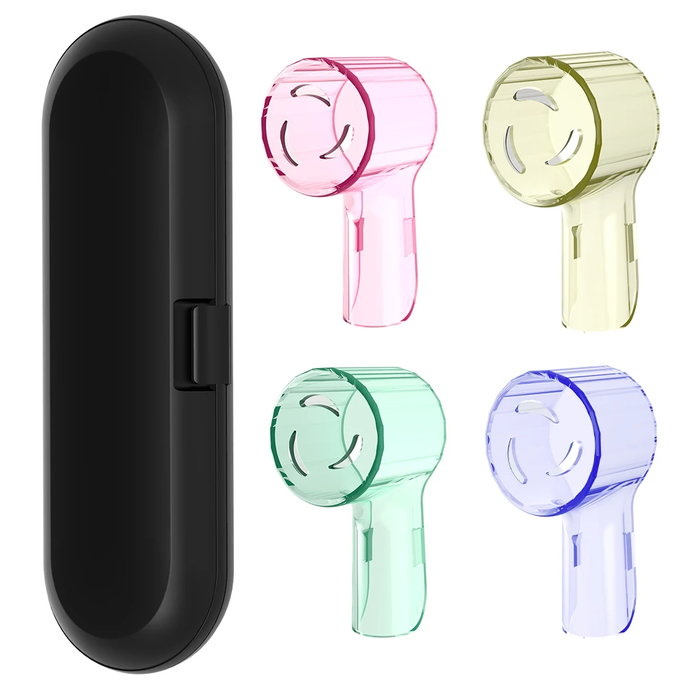 

Electric Toothbrush Travel Case and 4 Pcs Brush Heads Dustproof Covers, Compatible with Oral B & iO Series Electric Toothbrushes