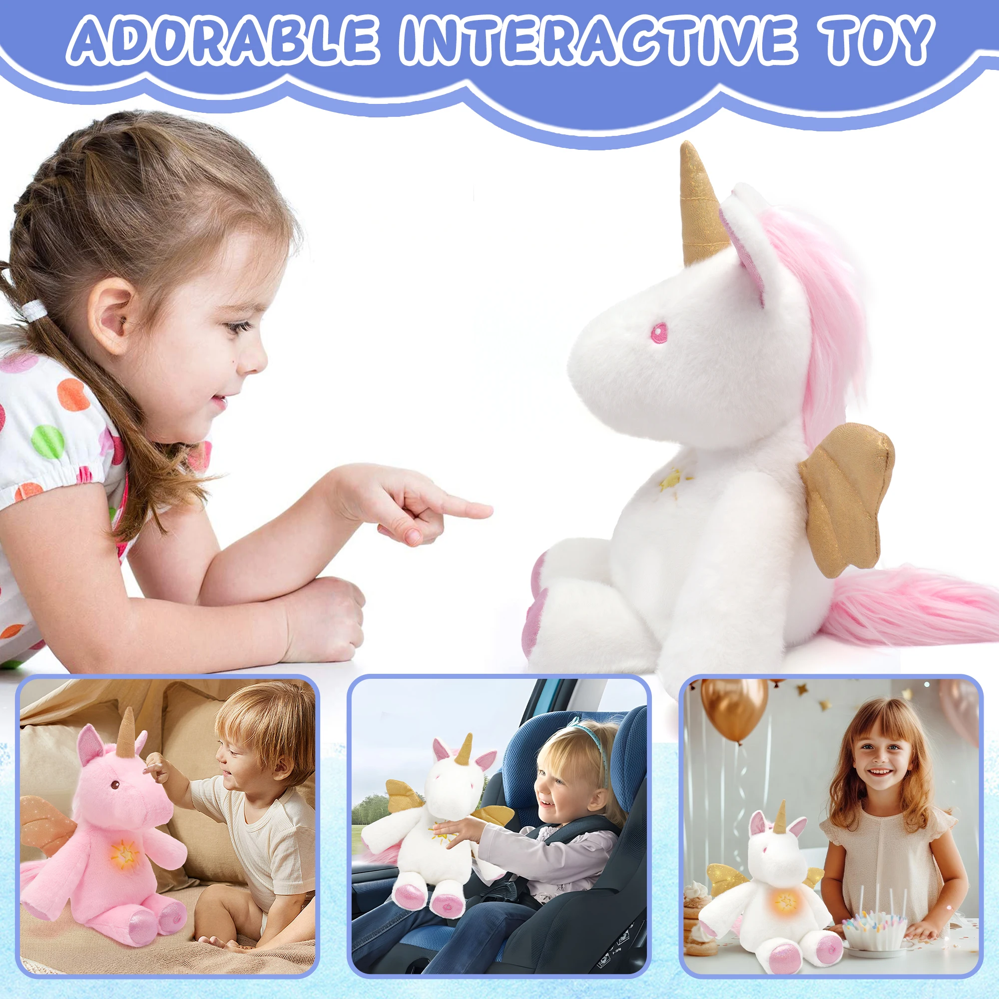 Juguete de peluche de unicornio Musical con Control remoto, caja de regalo de Animal de peluche suave, regalo de Pascua y Navidad para niños y niñas