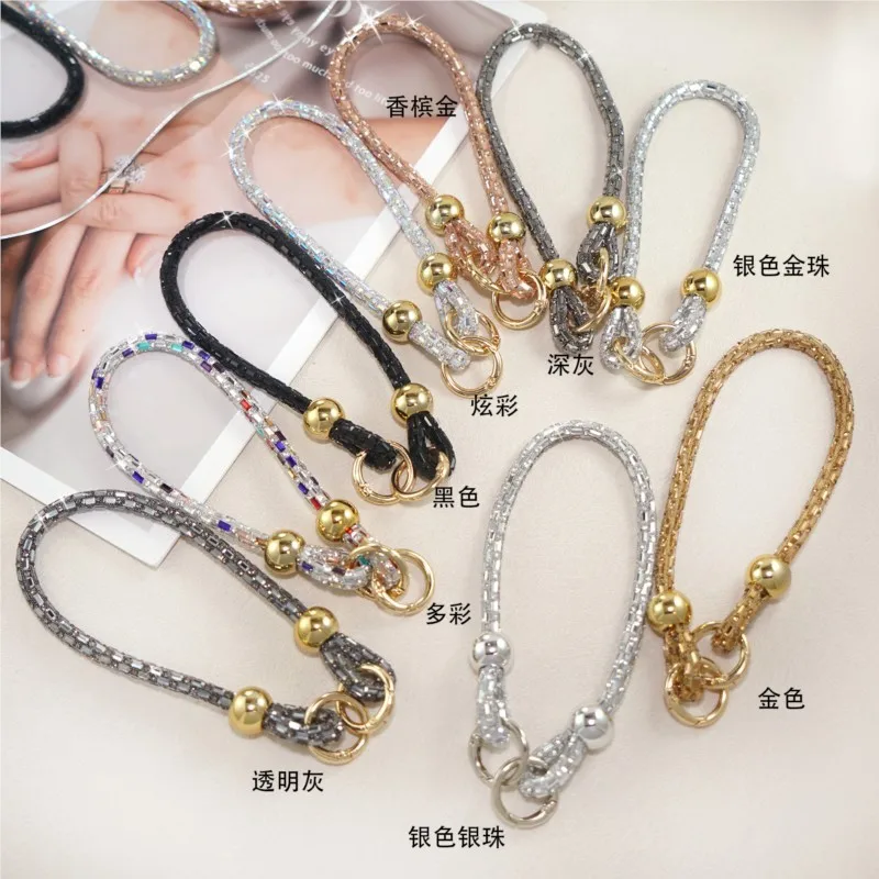 Fashion Shimmering Crystal Phone Strap for iPhone 17 Pro Max Samsung Phone Wrist Strap, Key Chain Anti-Loss Cord, Shine Bracelet