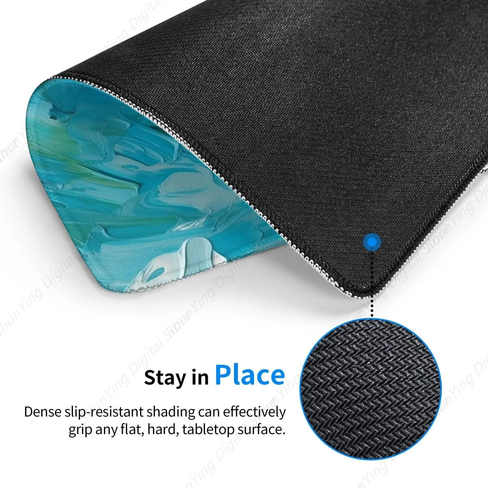 Blue Oil Painting Printing Mouse Pad Anti Slip Rubber Base Gaming Mouse Pad Laptop Mouse Pad Office Home Work 25*30cm