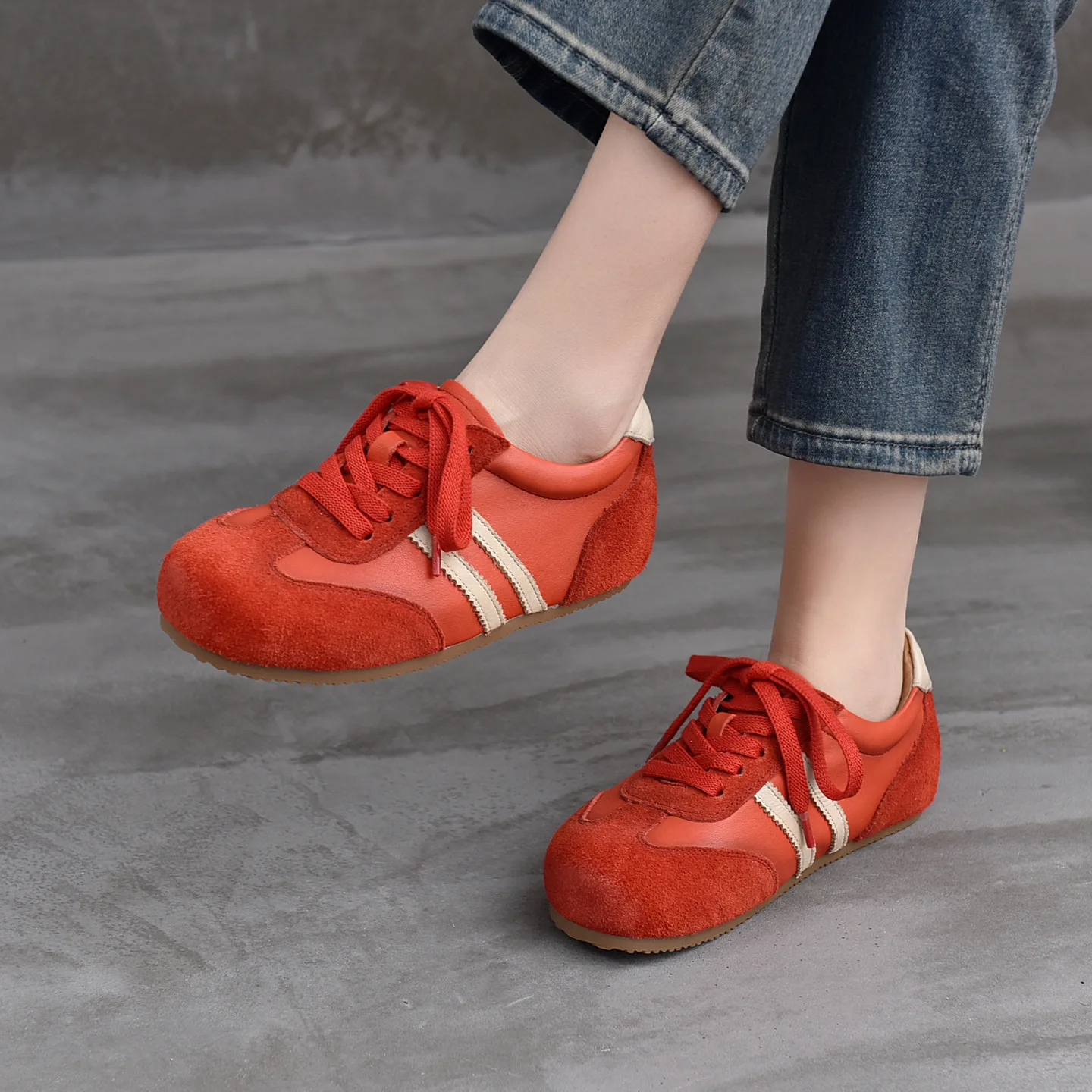 Careaymade-Genuine Leather women\'s shoes,Hot Versatile Interior Height Boosting Bokende Training Shoes Leather Casual Shoes