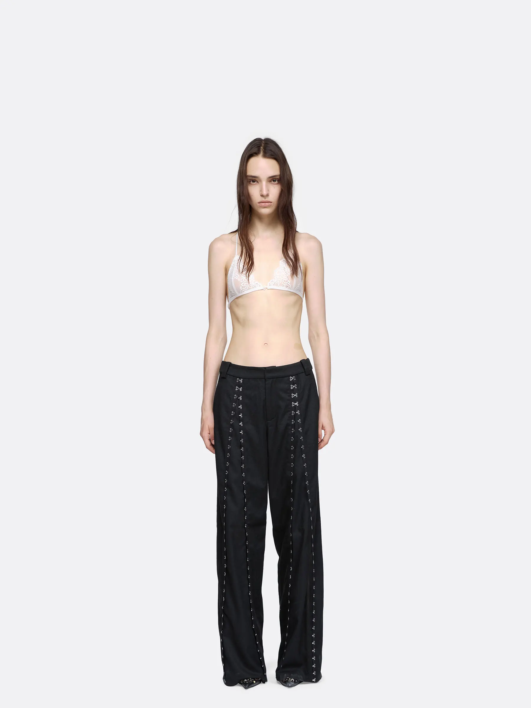 

24ANS LTD Регулируемые брюки с дизайном на пуговицах Сменные повседневные брюки в стиле панк для женщин l талия из смеси полиэстера