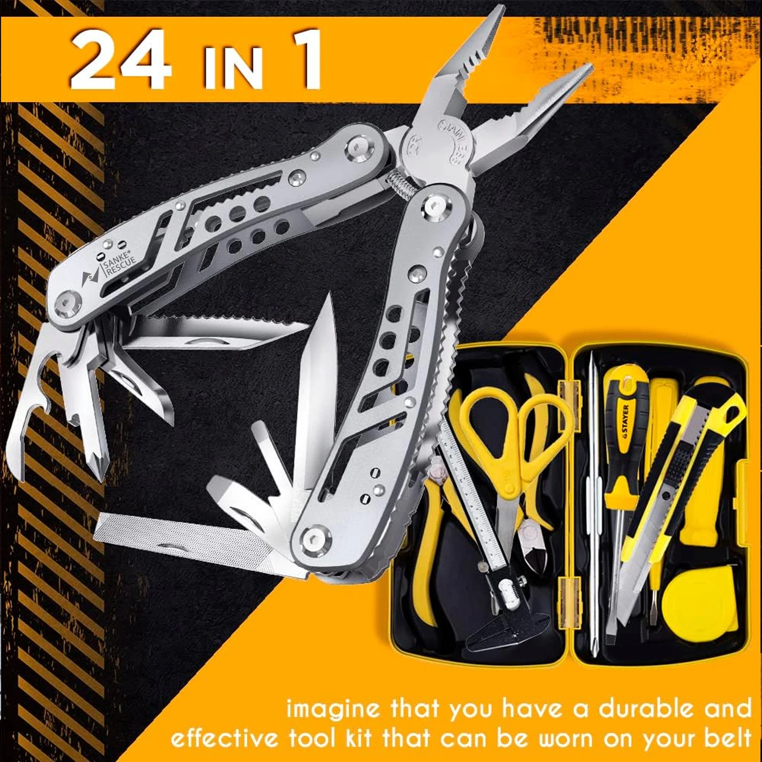 Multi tool 24 in 1 Tasche Outdoor-Zange Armee messer Hochleistungs-Edelstahl-Mehrzweck werkzeug für die Jagd auf Wander camping