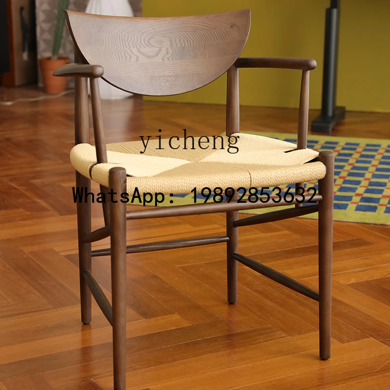solid wood back chair household simple book desk chair medieval dining chair casual armrest