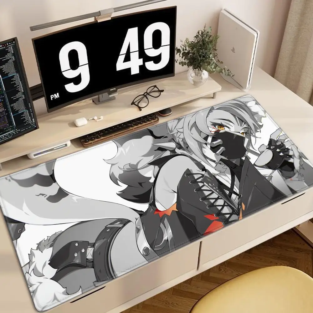 Large Speed 90x40cm Urban Action Girl Gaming Mouse Pad HD Print Non Slip Rubber Stitched Edge Oversized Desk Mat For PC Gamer