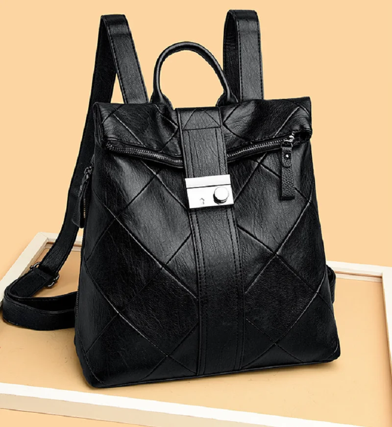 

2025 New Women's Fashion Anti Theft Soft Leather Travel Backpacks High Capacity Shoulder Bags Totes Notebook School Bag