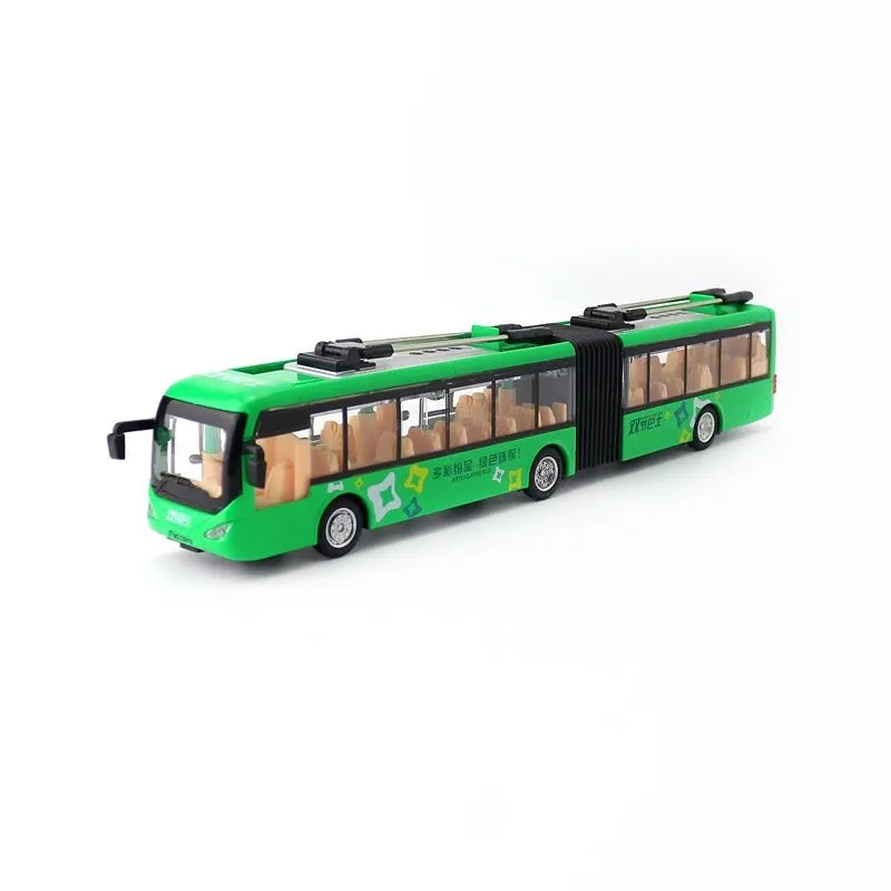 1:48 Scale Articulated Bus Sightseeing Toy Car Diecast Model Pull Back Doors Openable Sound & Light Educational Collection Gift