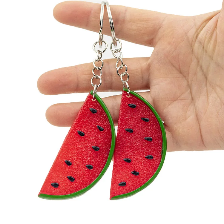 Mini Watermelon Keychain Simulation Fruit Watermelon Food Toy Model Keyring Car Phone Bag Pendant Ornaments Gift Jewelry Trinket