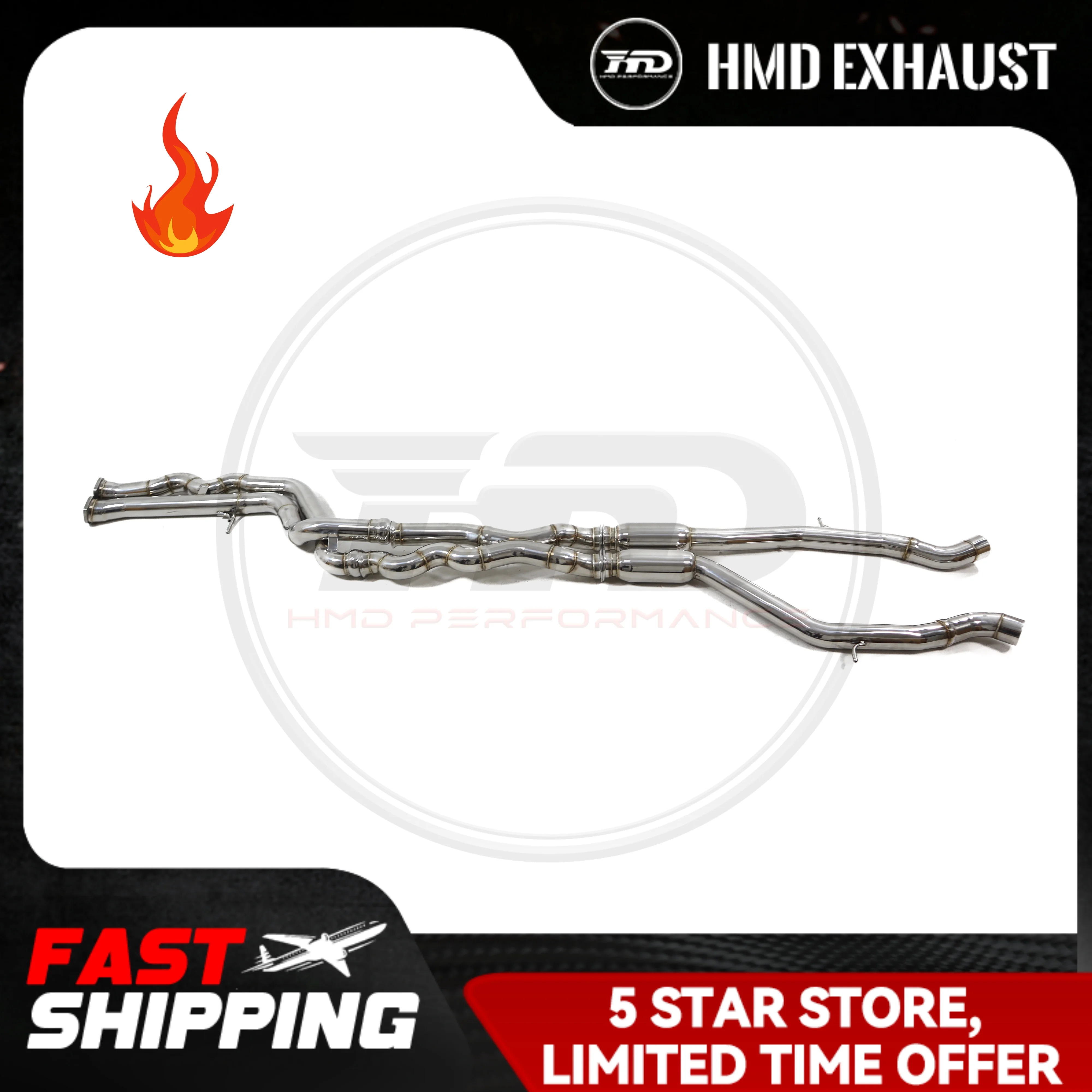 

HMD Stainless Steel Exhaust System for BMW M3 M4 F80 F82 F83 Equal Length Middle Pipe With Resonator