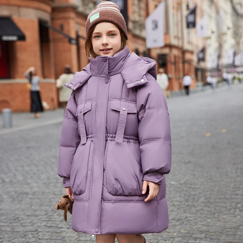 OLEKID 2025 Winter Children Down Jacket For Girls Hooded Warm Long Teen Girl Jacket Coat 5-12 Years Kids Parka Girls Outerwear