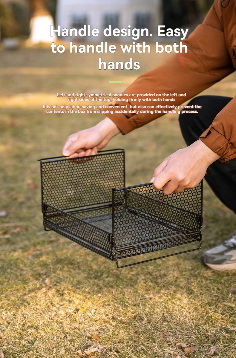 

CAMPINGMOON CK-23BF портативный гриль для пикника, барбекю, прочный органайзер для приправ и посуды с держателем, уличная стойка для хранения, корзина