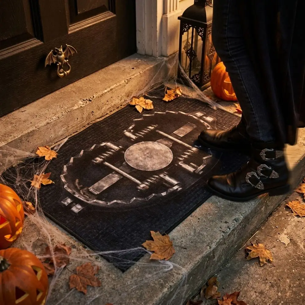 Novelty Halloween Trap Illusion Doormat Crystal Velvet Non-Slip Spooky Trap Print Rug Realistic Gothic