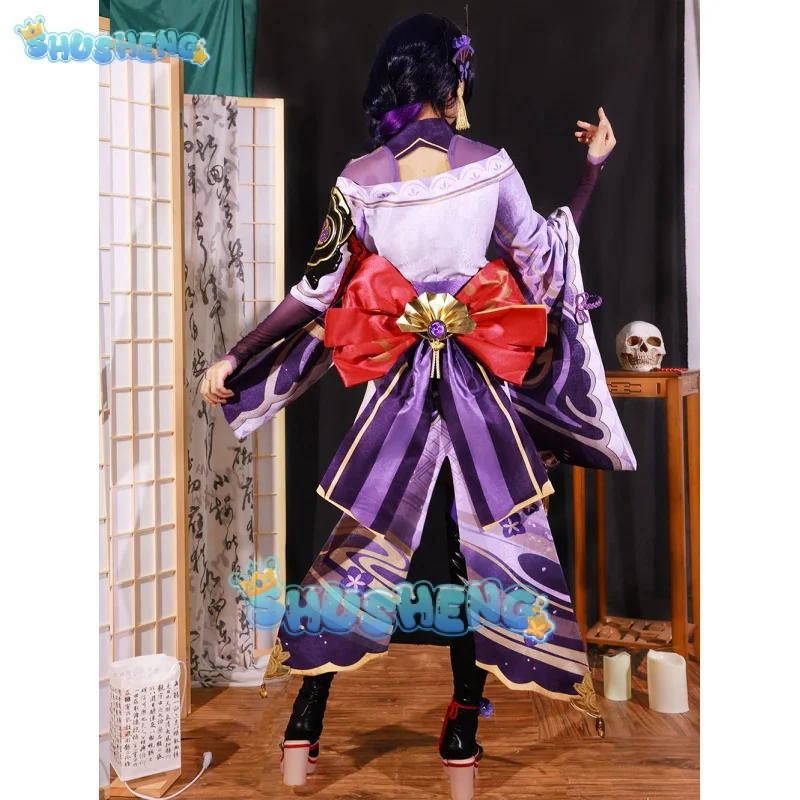 게임 원신 임팩트 라이덴 쇼군 바알 코스프레 코스튬, 할로윈 파티 원피스, 여성 소녀 풀 세트