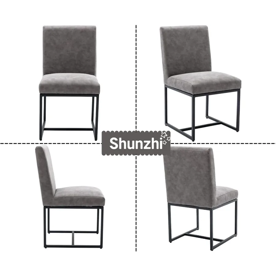 كراسي طعام حديثة منجدة مجموعة من 2 كراسي غرفة طعام من جلد البولي يوريثان في منتصف القرن كرسي جانبي بدون ذراع كراسي مطبخ مريحة مع