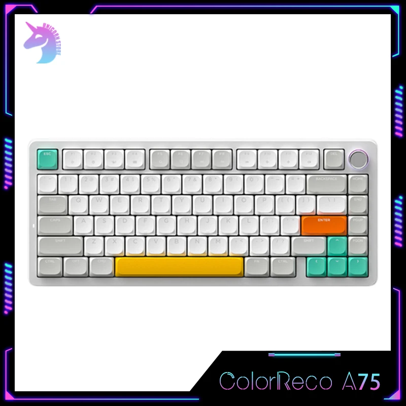 

ColorReco A75 Mechanical Keyboard 81Key 3mode USB/2.4G/Bluetooth Wireless Keyboard With Knob Hot Swap Custom Gamer Keyboard Gift