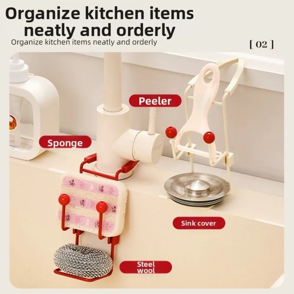 Dual Hooks Faucet Drain Rack Open Frame Quick Draining Hanging Sink Cleaning Tool Organizer Kitchen Sink Rack