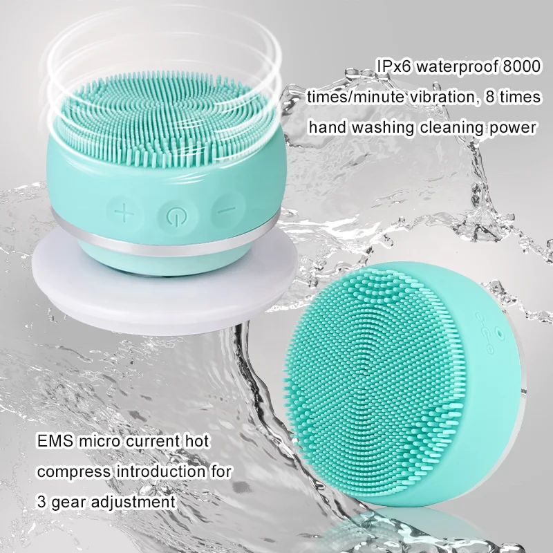 ミニ電動シリコン洗顔ブラシ、フェイシャルリフティングボールローラーマッサージ、美肌ケア