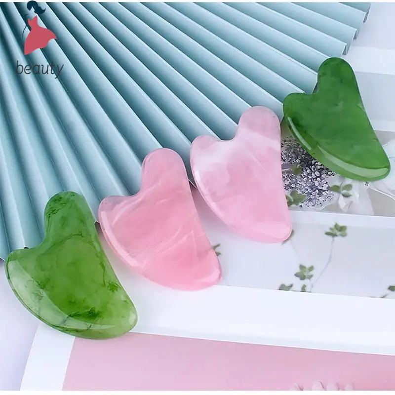 Natural Resin Gua Sha Massage Board Rose Quartz Guasha Plate Face Massager Scrapers Tools For Face Neck Back Body