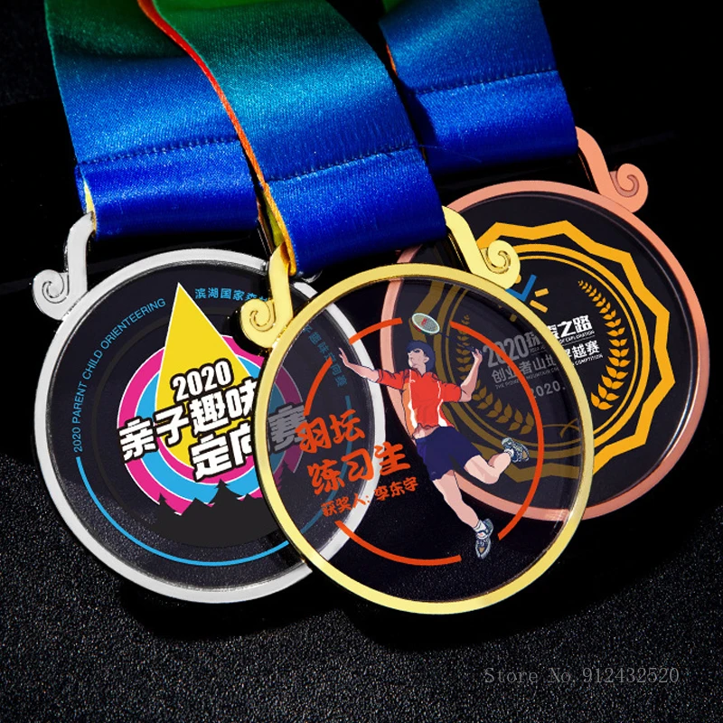 Universal Metal Marathon Medal, Acrylic UV Printing, Commemorative, Running Games, Competition Decorations for Home, Zinc Alloy