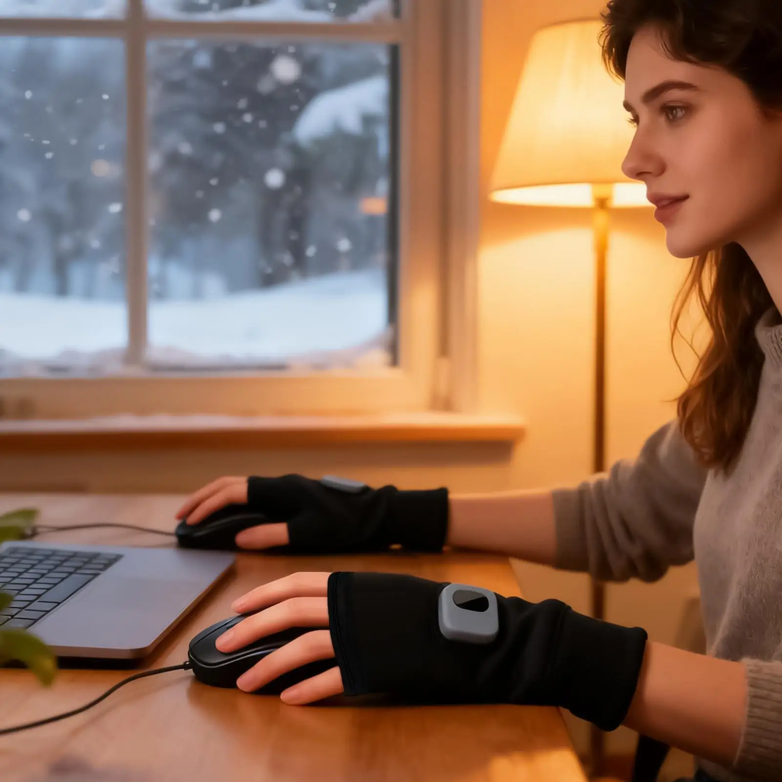 

USB Heated Fingerless Gloves Thermostatic Heating Gloves Battery Powered Hand Warmers For Winter Skiing & Motorcycle Bike Riding