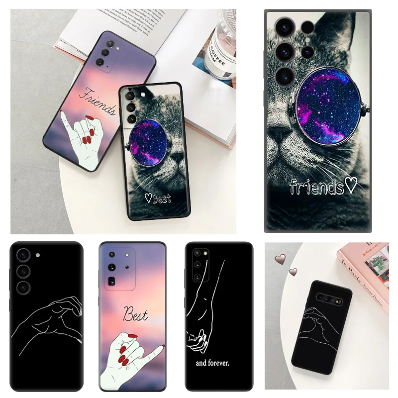 Phone Case For Samsung S24 Note20 Ultra S23 S22 S21 S20 Galaxy S10 FE Girls Bff Best Friends Forever Couple Soft Anti-Drop Cover