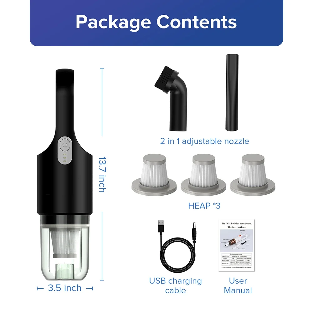 A-031 Car Vacuum Cleaner Portable Wireless Vacuum Cleaner  8000PA Strong Suction Handheld Vacuum Cleaner  Car