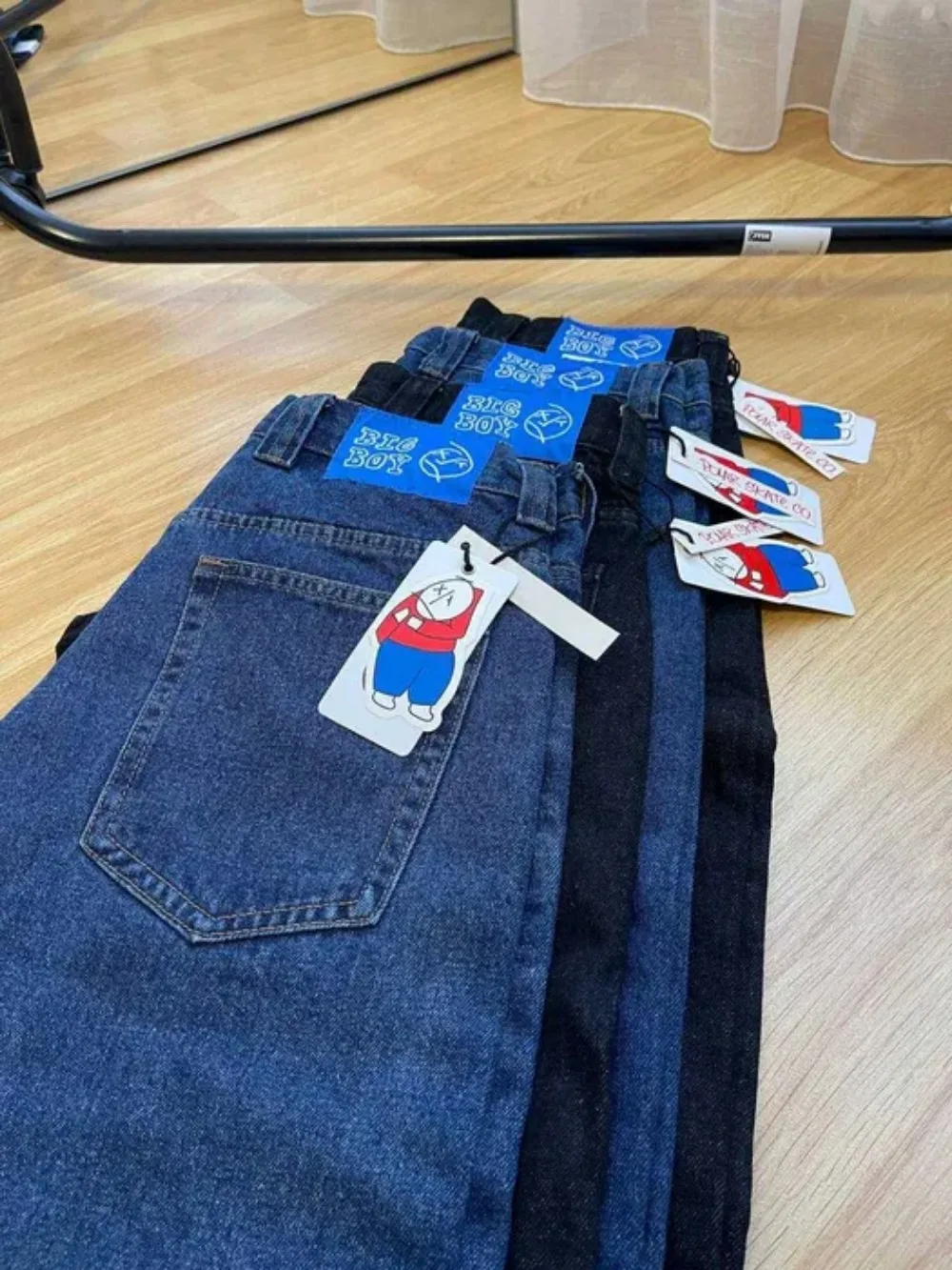 Jean cargo rétro en denim brodé de dessin animé pour femmes, pantalons vintage jeunesse, jeans Arctic Big Boy, vêtements de rue Y2K pour couple, hip hop