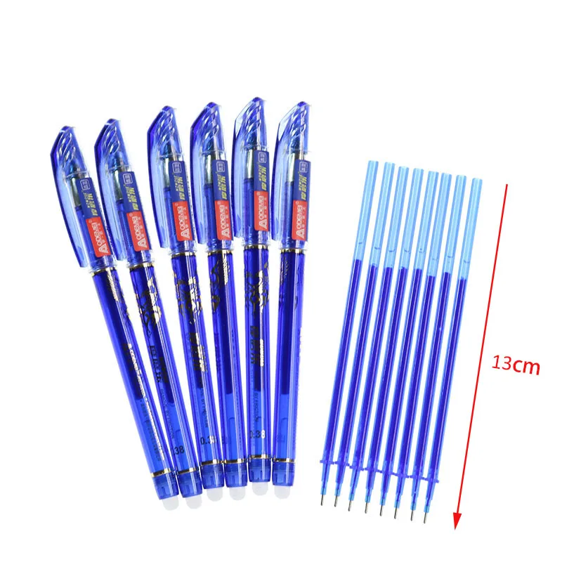 0.38mm Erasable Pen Set Blue Black Gel Pen Erasable Refill Stick Washable Handle School and Office Writing Stationery Gel Pen